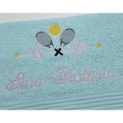 HANDTUCH + mit Stickmotiv * Tennis * + Name