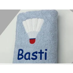 HANDTUCH + mit Stickmotiv *Federball / Badminton* + Name