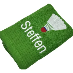 HANDTUCH + mit Stickmotiv *Federball / Badminton* + Name