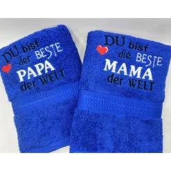 HANDTUCH + mit Stickmotiv MAMA oder PAPA - Beste / Bester der Welt