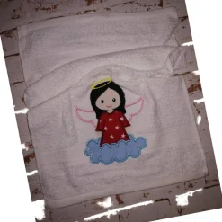 Handtuch Engel Taufe bestickt mit Name