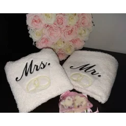 Handtuch Geschenk-Set Mr.&Mrs. Hochzeit Verlobung Geschenk Gästehandtuch