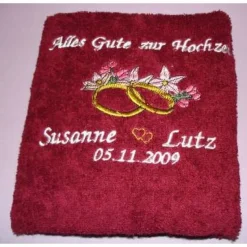Handtuch mit schönen Motiv zur Hochzeit