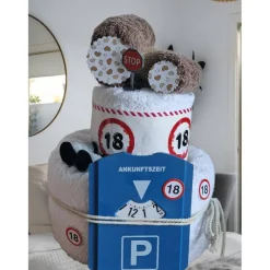 Handtuchtorte Führerschein bestanden Auto Geschenk aus Handtücher 18. Geburtstag Führerschein volljä