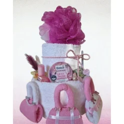 Handtuchtorte Geschenk für Frauen – Wellness, Handtaschen & Kosmetiktücher – Originelle Geschenkidee zum Geburtstag & Jahrestag