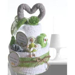 Handtuchtorte grün personalisiert – Geschenkidee Valentinstag & Geburtstag für Freunde mit Schlüsselanhänger