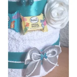 Handtuchtorte türkis personalisiert – Originelles Geschenk für Freunde zum Valentinstag oder Geburtstag