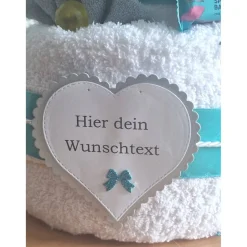 Handtuchtorte türkis personalisiert – Originelles Geschenk für Freunde zum Valentinstag oder Geburtstag