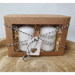 Handverziertes Kerzen-Set in Geschenkbox - Geschenk "Danke & Herzensmensch"