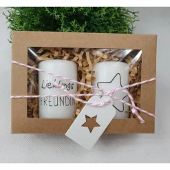 Handverziertes Kerzen-Set in Geschenkbox - Geschenk für beste Freundin - Kerzenset - Geschenk - STERN
