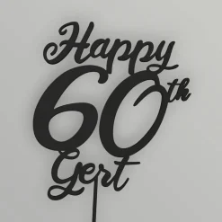 Happy Birthday Cake Topper mit Name personalisiert – Tortendeko, 60th Cake Topper, Geburtstagsgeschenk, Jubiläum