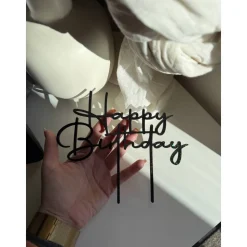Happy Birthday Cake Topper – Glitzer Tortendeko aus 3D Druck für Geburtstagskuchen & Torten