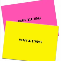 Happy Birthday in Neonfarben nach Wahl Grusskarte inklusive Kraftpapier-Umschlag
