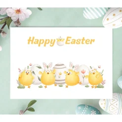 Happy Easter Ostergrußkarte, Hühner Osterkarte, Osterkarte mit Umschlag, Ostergrußkarte mit Hühnern, Grußkarte zu Ostern