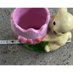 Hase mit Ei als Blumentopf oder Schale ca.20x12cm - Rohling oder Handbemalte wetterfeste Gießkeramik - Unikat