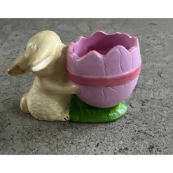 Hase mit Ei als Blumentopf oder Schale ca.20x12cm - Rohling oder Handbemalte wetterfeste Gießkeramik - Unikat