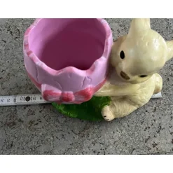 Hase mit Ei als Blumentopf oder Schale ca.20x12cm - Rohling oder Handbemalte wetterfeste Gießkeramik - Unikat