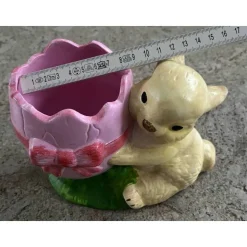 Hase mit Ei als Blumentopf oder Schale ca.20x12cm - Rohling oder Handbemalte wetterfeste Gießkeramik - Unikat