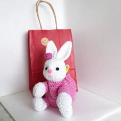 Hase zum Befüllen Zugbeutel Ostern Geschenkidee Kuscheltier Bunny Amigurumi Geschenkverpackung Gutschein Geldgeschenk