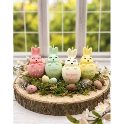 Hasen Kerze 10cm in Eierschale, schlüpfender Hase in Pastellfarben als Ostergeschenk