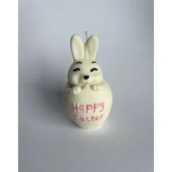 Hasen Kerze 10cm in Eierschale, schlüpfender Hase in Pastellfarben als Ostergeschenk
