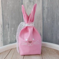 Hasenbeutel mit Hasengesicht Uni rosa