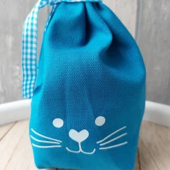 Hasenbeutel mit Hasengesicht Uni blau