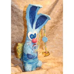 Hasenfigur BABY-BUNNY handgefertigte Künstler-Figur Osterdeko Geschenk zur Geburt Geldgeschenk Osterhase