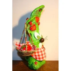 Hasenfigur ERDBEERHASERL handgefertigte Künstler-Figur Osterdeko Geschenk für Erdbeer-Fans Geldgeschenk