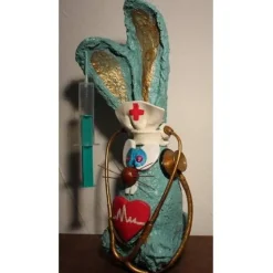 Hasenfigur Osterdeko KRANKENSCHWESTER handgefertigte Künstler-Figur Geschenk für Ärzte Krankenschwestern