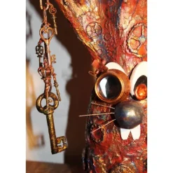 Hasenfigur Steampunk SCHLÜSSELMEISTER handgefertigte Künstler-Figur Osterdeko Geschenk für Steampunk-Fans Geldgesche