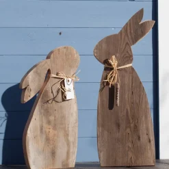 Hasenpaar aus Altholz groß | Osterhase Holz groß