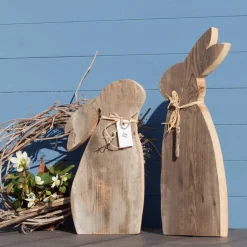 Hasenpaar aus Altholz groß | Osterhase Holz groß