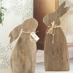 Hasenpaar aus Altholz groß | Osterhase Holz groß