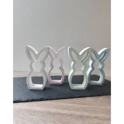 Hasen-Set aus Profiplast 200 – Großer Weißer & Kleiner Puderrosa Hase | Moderne Osterdeko handgemacht