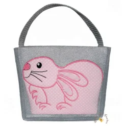 Hasentasche Besticktes Osterkörbchen Motiv Ostertasche Osternest Filztasche Kinder Stofftasche Utensilo Geschenktasche