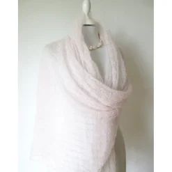 Hauchzarter Brautschal in weiß-rosa, Mohair-Stola für die Hochzeit, sommerliches Lace-Tuch, dünnes Umschlagtuch