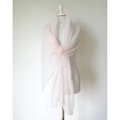 Hauchzarter Brautschal in weiß-rosa, Mohair-Stola für die Hochzeit, sommerliches Lace-Tuch, dünnes Umschlagtuch