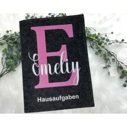 Hausaufgabenheft Hülle Filz Buchstabe Pink Grundschule Schulheft Schutzhülle Umschlag Geschenkidee Einschulung