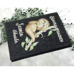 Hausaufgabenheft Hülle Filz Faultier Grundschule Schulheft Schutzhülle Umschlag Geschenkidee Einschulung