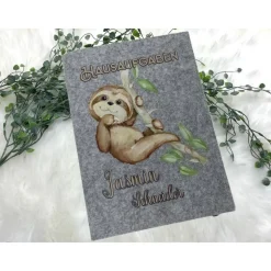 Hausaufgabenheft Hülle Filz Faultier Grundschule Schulheft Schutzhülle Umschlag Geschenkidee Einschulung