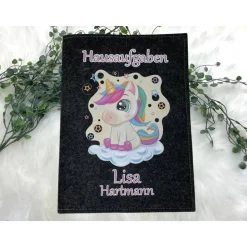 Hausaufgabenheft Hülle Filz Einhorn Grundschule Schulheft Schutzhülle Umschlag Geschenkidee Einschulung