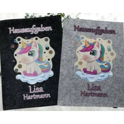 Hausaufgabenheft Hülle Filz Einhorn Grundschule Schulheft Schutzhülle Umschlag Geschenkidee Einschulung