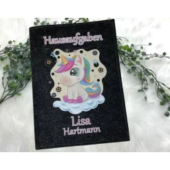 Hausaufgabenheft Hülle Filz Einhorn Grundschule Schulheft Schutzhülle Umschlag Geschenkidee Einschulung