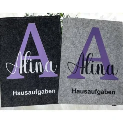 Hausaufgabenheft Hülle Filz Buchstabe Lila Grundschule Schulheft Schutzhülle Umschlag Geschenkidee Einschulung