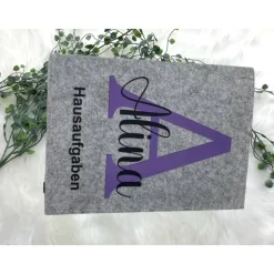 Hausaufgabenheft Hülle Filz Buchstabe Lila Grundschule Schulheft Schutzhülle Umschlag Geschenkidee Einschulung