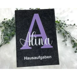 Hausaufgabenheft Hülle Filz Buchstabe Lila Grundschule Schulheft Schutzhülle Umschlag Geschenkidee Einschulung