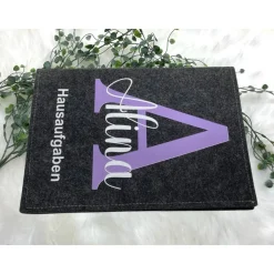 Hausaufgabenheft Hülle Filz Buchstabe Lila Grundschule Schulheft Schutzhülle Umschlag Geschenkidee Einschulung