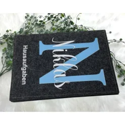 Hausaufgabenheft Hülle Filz Buchstabe blau Grundschule Schulheft Schutzhülle Umschlag Geschenkidee Einschulung