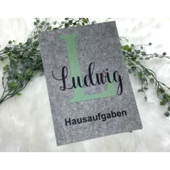 Hausaufgabenheft Hülle Filz Buchstabe Mint Grundschule Schulheft Schutzhülle Umschlag Geschenkidee Einschulung